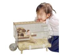 Acrylic Hamster Cage Mushroom Design - Full-Panel Clear Small Pet Habitat with Candy Tunnel, Spacious Luxury Villa for Hamsters & Small Pets