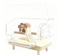 Acrylic Hamster Cage - Transparent Double-Layer Habitat With Food Bowl | Spacious Hamster House | Interactive Enclosure For Enthusiasts Home Indoor Pet Travel Exercise Play Of