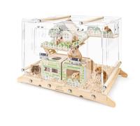 Acrylic Hamster Cage with Hamster Hideouts, Hamsters Tank for Small Animal Pets, Mouse Cage for Pet Mice, Hamster Starter Kit, Guinea Pig Hut, Hamster Accessories (Hamster Cage E)