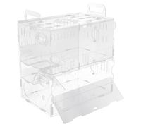 Acrylic Hamster Cage with Ventilated Design, Enclosure | Many Holes across Panels, Side Bottle and Toy Slots, for Travel Carry, Floor Use, Easy PET Viewing