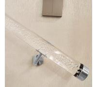 Acrylic Handrail Wall Mount 2.6ft - Transparent Crystal Stair Grab Bar Kit with Silver Brackets & End Caps - Durable Stylish Safety Solution for Staircases