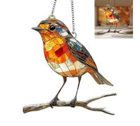 Acrylic Hanging Garden Suncatcher,Large Robin Stained Glass Suncatcher,Acrylic Window Hanging for Garden Gift,Stained Glass Kit Sunca/tcher,Crystal Sunca/tcher with Han/ging Crystals for Home Decor(7)