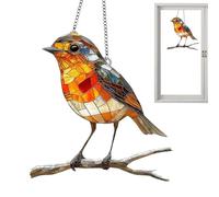 Acrylic Hanging Garden Suncatcher, Robin On Branch Sun Catchers for Window, Garden Sun Catchers, Colorful High-Transparency Clear Stained Ornament With Bird Patterns for Home Wall Outside Porch