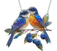 Acrylic Hanging Garden Suncatcher Robin On Branch,Suncatchers for Windows,Robin Gifts,Sun Catchers for Garden,Robin Ornaments for Garden,Garden Hanging Ornaments Outdoor (Two robins)