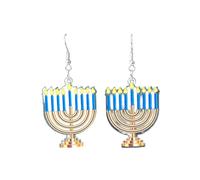Acrylic Hanukkah Earrings for Women Menorah Candle Star Earrings Chanukah Dangle Earrings Jewish Hanukkah Theme Jewelry Accessories, Acrylic, no