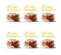 Acrylic Happy Thanksgiving Day Cake Toppers - for Fall Thanksgiving Baby Showers,Happy Thanks giving Day and Pumpkin Theme Decorations SuppliesAcrylic Thanksgiving-6PCS)