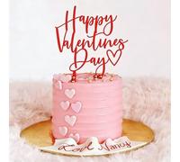 Acrylic Happy Valentine's Day Cake Topper- Red Be Mine Valentines Cake Decor- Wedding Love Theme Party Decorations