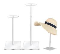 Acrylic Hat Stand | Adjustable Height Acrylic Clear Display,Multifunctional, Stable Base, Hat Organizer for Helmets, Cowboy Hats, Jewelry , Bucket Hat