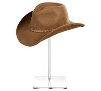 Acrylic Hat Stand, Transparent Hat Display Stand, Hat Holder Stand with Round Top and Base, Non-Slip Wig Stand, Round Acrylic Pedestal Riser Rack for Display Hat Watch Jewelry, Height: 30/35/40cm