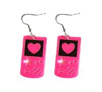 Acrylic Heart Cassette Tape Video Games Earrings Cute Gnomes Earrings for Women Valentine's Day Gift, Acrylic, No Gemstone