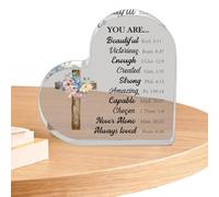Acrylic Heart Gift, Christian Acrylic Gift - Heart Shaped Christian Acrylic Decor | Faith Keepsake Paperweight, Bible Verses and Spiritual for Encouragement for