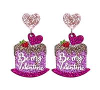 Acrylic Heart Love Words Dangle Earrings Glitter Pink Red Sweet Love Drop Earrings Valentine’s Day Jewelry Gifts for Women Couple, S, Acrylic, No Gemstone