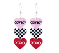 Acrylic Heart Love Words Dangle Earrings Glitter Pink Red Sweet Love Drop Earrings Valentine’s Day Jewelry Gifts for Women Couple, S, Acrylic, No Gemstone
