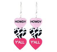 Acrylic Heart Love Words Dangle Earrings Glitter Pink Red Sweet Love Drop Earrings Valentine’s Day Jewelry Gifts for Women Couple, S, Acrylic, No Gemstone