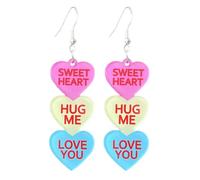 Acrylic Heart Love Words Dangle Earrings Glitter Pink Red Sweet Love Drop Earrings Valentine’s Day Jewelry Gifts for Women Couple, S, Acrylic, No Gemstone