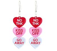 Acrylic Heart Love Words Dangle Earrings Glitter Pink Red Sweet Love Drop Earrings Valentine’s Day Jewelry Gifts for Women Couple, S, Acrylic, No Gemstone
