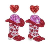 Acrylic Heart Love Words Dangle Earrings Glitter Pink Red Sweet Love Drop Earrings Valentine’s Day Jewelry Gifts for Women Couple, S, Acrylic, No Gemstone