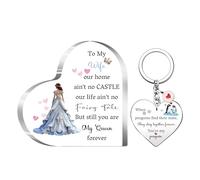Acrylic Heart Plaque Wife Gifts My Woman Valentine's Day Keychain Sign 2pc Set Couples Desk Ornoments Wife Engagement Soulmate Keyrings Wedding Anniversary Personalised When Penguins Find Their Mate