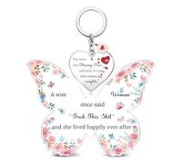 Acrylic Heart Plaque Women Valentine's Day Keychain Sign Set Couples Gifts Desk Ornoments Wife Girlfriend Lover Engagement Soulmate Keyrings Wedding Anniversary Personalised A Wise Woman Once Said