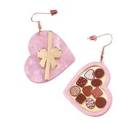 Acrylic Heart Shaped Drop Earrings Stylish Chocolate Gift Box With Bowknot Ear Rings For Birthdays Or Anniversaries Special Occasion Jewelry