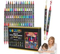 Acrylic Highlighters - 60 Colors Quick Dry Double Side,Acrylic Markers for Coloring Books,for Rock Painting Scrapbooking Coloring Books DIY Projects