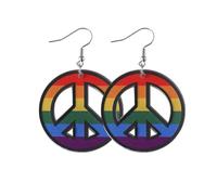 Acrylic Hippie Peace Drop Earring 70S 80S Peace Sign Dangle Earring for Women Halloween Party Jewelry, Acrylic, no gem