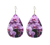 Acrylic Hoop Earrings for Women Dangle Earring Gold Fashion Boho Drop Dangle Earrings Beautiful Purple Orchids Hypoallergenic Silver Teardrop Earring Jewelry Gift Valentine's Day, One Size, No