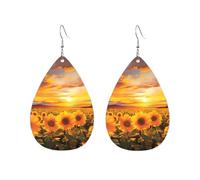 Acrylic Hoop Earrings for Women Dangle Earring Gold Fashion Boho Drop Dangle Earrings Beautiful Sunflower Field Sunset Hypoallergenic Silver Teardrop Earring Jewelry Gift Valentine's Day, One Size, No