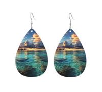 Acrylic Hoop Earrings for Women Dangle Earring Gold Fashion Boho Drop Dangle Earrings Beautiful view of the sea Hypoallergenic Silver Teardrop Earring Jewelry Gift Valentine's Day, One Size, No