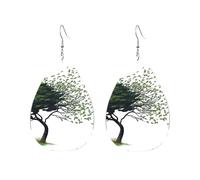 Acrylic Hoop Earrings for Women Dangle Earring Gold Fashion Boho Drop Dangle Earrings Big tree blowing in the wind Hypoallergenic Silver Teardrop Earring Jewelry Gift Valentine's Day, One Size, No