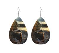 Acrylic Hoop Earrings for Women Dangle Earring Gold Fashion Boho Drop Dangle Earrings Boat at Lake Shore Hypoallergenic Silver Teardrop Earring Jewelry Gift Valentine's Day, One Size, No Gemstone