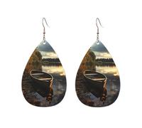 Acrylic Hoop Earrings for Women Dangle Earring Gold Fashion Boho Drop Dangle Earrings Boat at Lake Shore Hypoallergenic Silver Teardrop Earring Jewelry Gift Valentine's Day, One Size, No Gemstone