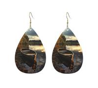 Acrylic Hoop Earrings for Women Dangle Earring Gold Fashion Boho Drop Dangle Earrings Boat at Lake Shore Hypoallergenic Silver Teardrop Earring Jewelry Gift Valentine's Day, One Size, No Gemstone