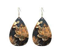 Acrylic Hoop Earrings for Women Dangle Earring Gold Fashion Boho Drop Dangle Earrings Boho Gold Lotus Flowers Hypoallergenic Silver Teardrop Earring Jewelry Gift Valentine's Day, One Size, No Gemstone