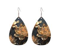 Acrylic Hoop Earrings for Women Dangle Earring Gold Fashion Boho Drop Dangle Earrings Boho Gold Lotus Flowers Hypoallergenic Silver Teardrop Earring Jewelry Gift Valentine's Day, One Size, No Gemstone