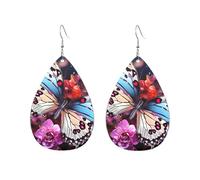 Acrylic Hoop Earrings for Women Dangle Earring Gold Fashion Boho Drop Dangle Earrings Colorful Butterflies on Flowers Hypoallergenic Silver Teardrop Earring Jewelry Gift Valentine's Day, One Size, No