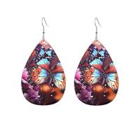 Acrylic Hoop Earrings for Women Dangle Earring Gold Fashion Boho Drop Dangle Earrings Colorful Butterflies on Flowers Hypoallergenic Silver Teardrop Earring Jewelry Gift Valentine's Day, One Size, No