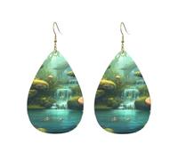 Acrylic Hoop Earrings for Women Dangle Earring Gold Fashion Boho Drop Dangle Earrings Fantasy River Mushroom in Jungle Trees Hypoallergenic Silver Teardrop Earring Jewelry Gift Valentine's Day, One
