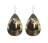 Acrylic Hoop Earrings for Women Dangle Earring Gold Fashion Boho Drop Dangle Earrings Mother brown bears protect cubs Hypoallergenic Silver Teardrop Earring Jewelry Gift Valentine's Day, One Size, No