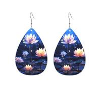 Acrylic Hoop Earrings for Women Dangle Earring Gold Fashion Boho Drop Dangle Earrings Night Lotus Flowers Hypoallergenic Silver Teardrop Earring Jewelry Gift Valentine's Day, One Size, No Gemstone