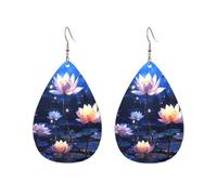 Acrylic Hoop Earrings for Women Dangle Earring Gold Fashion Boho Drop Dangle Earrings Night Lotus Flowers Hypoallergenic Silver Teardrop Earring Jewelry Gift Valentine's Day, One Size, No Gemstone
