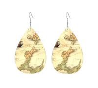 Acrylic Hoop Earrings for Women Dangle Earring Gold Fashion Boho Drop Dangle Earrings Old Treasure Map Hypoallergenic Silver Teardrop Earring Jewelry Gift Valentine's Day, One Size, No Gemstone