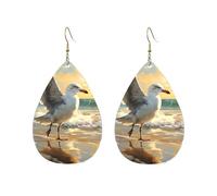 Acrylic Hoop Earrings for Women Dangle Earring Gold Fashion Boho Drop Dangle Earrings Painting of a seagull Hypoallergenic Silver Teardrop Earring Jewelry Gift Valentine's Day, One Size, No Gemstone