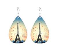 Acrylic Hoop Earrings for Women Dangle Earring Gold Fashion Boho Drop Dangle Earrings Paris Pattern Hypoallergenic Silver Teardrop Earring Jewelry Gift Valentine's Day, One Size, No Gemstone
