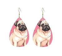 Acrylic Hoop Earrings for Women Dangle Earring Gold Fashion Boho Drop Dangle Earrings Pug Pizza Pink Hypoallergenic Silver Teardrop Earring Jewelry Gift Valentine's Day, One Size, No Gemstone
