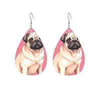 Acrylic Hoop Earrings for Women Dangle Earring Gold Fashion Boho Drop Dangle Earrings Pug Pizza Pink Hypoallergenic Silver Teardrop Earring Jewelry Gift Valentine's Day, One Size, No Gemstone