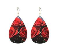Acrylic Hoop Earrings for Women Dangle Earring Gold Fashion Boho Drop Dangle Earrings Romantic Red Roses Hypoallergenic Silver Teardrop Earring Jewelry Gift Valentine's Day, One Size, No Gemstone