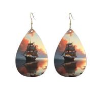 Acrylic Hoop Earrings for Women Dangle Earring Gold Fashion Boho Drop Dangle Earrings Sailboat Landscape Hypoallergenic Silver Teardrop Earring Jewelry Gift Valentine's Day, One Size, No Gemstone