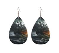 Acrylic Hoop Earrings for Women Dangle Earring Gold Fashion Boho Drop Dangle Earrings Scary ship at sea Hypoallergenic Silver Teardrop Earring Jewelry Gift Valentine's Day, One Size, No Gemstone