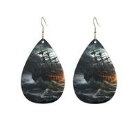 Acrylic Hoop Earrings for Women Dangle Earring Gold Fashion Boho Drop Dangle Earrings Scary ship at sea Hypoallergenic Silver Teardrop Earring Jewelry Gift Valentine's Day, One Size, No Gemstone